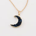 Gold Tone Iridescent Crescent Crystal Cluster Pendant Necklace view 6