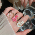 Sweet Enamel Flower Open Alloy Ring Summer Fresh Niche Design Adjustable Finger Jewelry view 1