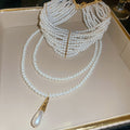 French Vintage Multilayer Faux Pearl Beaded Teardrop Necklace Old Money Light Luxury Choker view 4