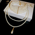 French Vintage Multilayer Faux Pearl Beaded Teardrop Necklace Old Money Light Luxury Choker view 2