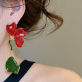 Alloy Enamel Flower Stud Earrings With Silver Pins Sweet Forest Style Floral Ear Jewelry view 3