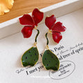 Alloy Enamel Flower Stud Earrings With Silver Pins Sweet Forest Style Floral Ear Jewelry view 2