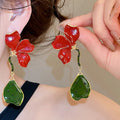 Alloy Enamel Flower Stud Earrings With Silver Pins Sweet Forest Style Floral Ear Jewelry view 1