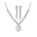 Light Luxury Copper Zircon Teardrop Earrings And Necklace Jewelry Set For Evening Dress view 5