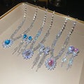Light Luxury Copper Zircon Teardrop Earrings And Necklace Jewelry Set For Evening Dress view 3