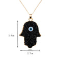 Gold Tone Crystal Cluster Hamsa Evil Eye Pendant Necklaces in Two Colors view 5