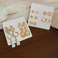 Korean Minimalist Cat Eye Stone Rhombus Stud Earrings Jewelry Set For Women view 3