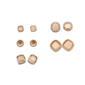 Korean Minimalist Cat Eye Stone Rhombus Stud Earrings Jewelry Set For Women view 5