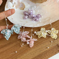 Elegant Acrylic Floral Petal Tassel Pearl Drop Earrings For Women view 4