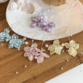 Elegant Acrylic Floral Petal Tassel Pearl Drop Earrings For Women view 2