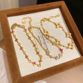 Light Luxury Korean Style Copper Beaded Bracelet With Colorful Zircon Flower Charm view 4