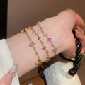 Light Luxury Korean Style Copper Beaded Bracelet With Colorful Zircon Flower Charm view 3