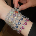 Sparkling Crystal Pearl Flower Heart Beaded Bracelet Korean Light Luxury Fashion Jewelry view 3