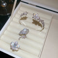 Luxury Copper Zircon Flower Open Bracelet And Ring Jewelry Set For Women 2026 view 1