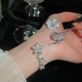 Luxury Copper Zircon Flower Open Bracelet And Ring Jewelry Set For Women 2026 view 2