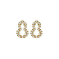 18K Gold Plated Copper Zircon Gourd Hollow Stud Earrings Brooch Jewelry Set For Women view 5