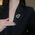 18K Gold Plated Copper Zircon Gourd Hollow Stud Earrings Brooch Jewelry Set For Women view 1