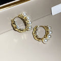 Elegant Faux Pearl Round Hoop Earrings Light Luxury Geometric Princess Style Ear Jewelry view 2