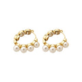 Elegant Faux Pearl Round Hoop Earrings Light Luxury Geometric Princess Style Ear Jewelry view 5