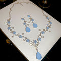 Light Luxury Resin Flower Teardrop Stud Earrings Necklace Jewelry Set With Rhinestones view 2