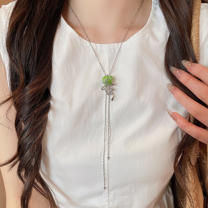 Enamel Apple Copper Clavicle Necklace Sweet Cool Summer Old Money Style Jewelry