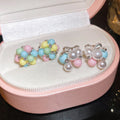 Faux Pearl Zircon Bow Stud Earrings Sweet Dopamine Fashion OL Light Luxury Ear Jewelry view 2