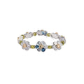Sweet Flower Glazed Glass Jewelry Set With Bracelet Necklace And Ring, Elegant Fresh Style view 5