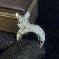 Cute 3D Rabbit Ring For Women Heavy Luxury Wax Setting Animal Jewelry Niche Statement Ring view 3