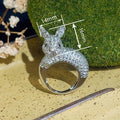 Cute 3D Rabbit Ring For Women Heavy Luxury Wax Setting Animal Jewelry Niche Statement Ring view 4