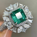 Imitation Emerald Jade Wealth Theme Women's Ring High Luxury Statement Jewelry view 1