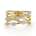 Cross Line Design Two Tone Ring For Women, Elegant Fashion Jewelry For Live view 1