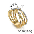 Cross Line Design Two Tone Ring For Women, Elegant Fashion Jewelry For Live view 4