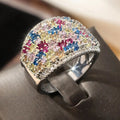 Women's Colorful Inlaid Zircon Ring, Luxury Spring Magazine Style Elegant Fashion Jewelry view 2