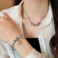 Alloy Crystal Rhinestone Heart Enamel Dragonfly Bracelet Necklace Jewelry Set Vintage Ethnic OL Style view 2