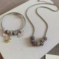 Alloy Crystal Rhinestone Heart Enamel Dragonfly Bracelet Necklace Jewelry Set Vintage Ethnic OL Style view 1