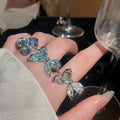 Korean Light Luxury Artificial Crystal Quadrilateral Geometric Bow Open Ring view 4