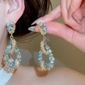 Sparkling Rhinestone Teardrop Alloy Drop Earrings, Vintage Luxury Gown Style view 3