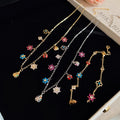 Light Luxury Copper Colorful Zircon Ladybug Flower Bracelet Necklace Jewelry Set view 3