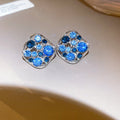 Light Luxury Alloy Stud Earrings With Sparkling Zircon Irregular Geometric Hollow Design view 4
