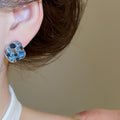 Light Luxury Alloy Stud Earrings With Sparkling Zircon Irregular Geometric Hollow Design view 3