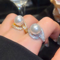 18K Gold Plated Zircon Pearl Banquet Ring For Women view 3