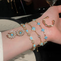 Vintage Copper Resin Flower Jewelry Set With Bracelet Ring And Stud Earrings view 2