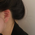 Double Layer Hollow Round Copper Clip-on Earrings For Women Minimalist Geometric Ear Cuffs view 3