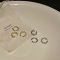 Double Layer Hollow Round Copper Clip-on Earrings For Women Minimalist Geometric Ear Cuffs view 4