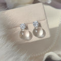 Clear Ice Ball Artificial Crystal Zircon Stud Earrings, Modern Round Geometric Silver Pin Jewelry view 4
