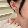 Clear Ice Ball Artificial Crystal Zircon Stud Earrings, Modern Round Geometric Silver Pin Jewelry view 1