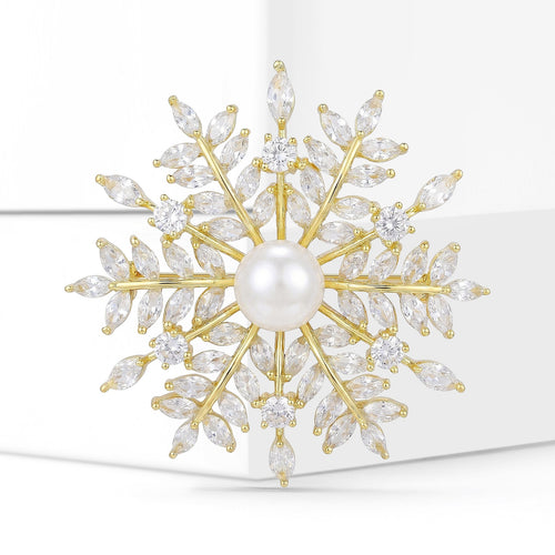 Luxury Copper Zircon Sunflower Brooch For Coat And Sweater