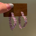Copper Heart Wheat Sparkling Zircon Stud Earrings, Sweet Korean Light Luxury Jewelry view 4