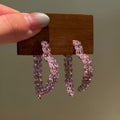 Copper Heart Wheat Sparkling Zircon Stud Earrings, Sweet Korean Light Luxury Jewelry view 3