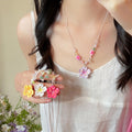 Dopamine Sweet Colorful Flower Beaded Resin Necklace For Women Spring Pastoral Collarbone Choker view 3